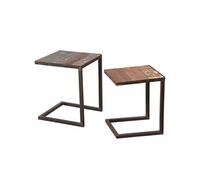 Tables gigognes carrées en métal et plateaux bois massif recy REL -