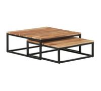vidaXL – Tables basses gigognes en bois d'acacia massif – Rectangulaire Marron – Meuble de salon