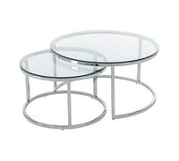 Tables basses gigognes en verre trempé et acier inoxydable - Argenté - MAEVANE II de Pascal MORABITO
