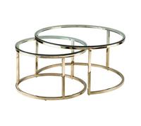 Tables basses gigognes en verre trempé et acier inoxydable - Doré - MAEVANE II de Pascal MORABITO