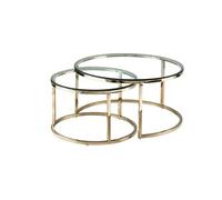 Tables basses gigognes en verre trempé et acier inoxydable - Doré - MAEVANE II de Pascal MORABITO