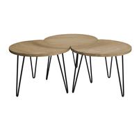 Tables basses gigognes gravées bois manguier massif et métal noir (lot de 3) VIBES