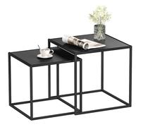HomCom Lot de 2 tables basses gigognes carrées design encastrables acier noir