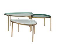 Tables basses gigognes laquées vert-cyan et vert (lot de 3) ZURIA