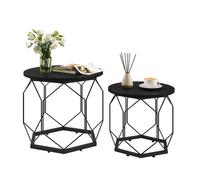 Tables Basses Gigognes Lot de 2 - WOLTU Table Salon - Style Industriel - Chêne Noir W0ATT0927