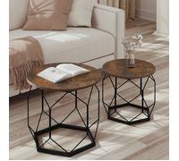 Tables Basses Gigognes - Lot de 2 - WOLTU Table Salon - Style Industriel - Effet de Bois brûlé W0ATT0695