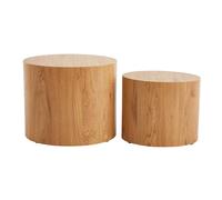 Tables basses gigognes ovales scandinaves bois clair finition chêne (lot de 2) WOODY
