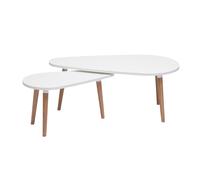 Tables basses gigognes scandinaves blanc et bois clair chêne massif (lot de 2) ARTIK