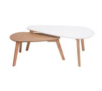 Tables basses gigognes scandinaves bois clair chêne et blanc (lot de 2) ARTIK