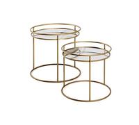 Tables basses GRACE en métal et miroir lot de 2 - Doré