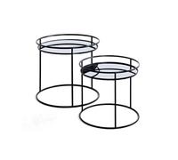 Tables basses GRACE en métal et miroir lot de 2 - Noir
