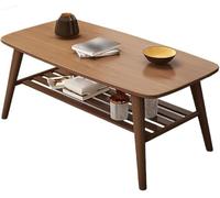 Tables basses pour le salon double couche, forte capacité de charge, texture claire, fabrication fine, bambou, pour le salon, l'appartement OF. Dimensions : 100 x 60 x 40 cm, couleur : noyer