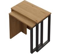 Tables basses Rebecca Mobili Akad 53x51x29,5 Panneau de particules Fer Chêne clair Gris foncé Moderne SET 2 pièces