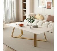 Tables basses rectangulaires pour salon, table basse rectangulaire moderne, table centrale pour salon, chambre à coucher, bureau avec cadre en métal et plateau en bois de roche (jaune, 100 x 50 x 45