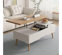 Tables Basses Relevables pour Le Salon, Table Basse Relevable en Bois 3 en 1 Multifonctionnelle, Etagère de Rangement À Compartiment Caché, Table À Manger Rectangulaire Moderne (Color : Wood, Size :