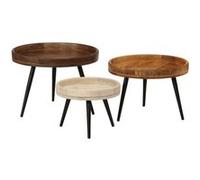 vidaXL Tables basses rondes 3 pcs bois de manguier massif Marron