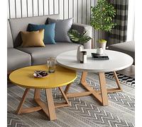 Tables Basses Rondes Tables D'appoint Pour Salon, Chambre À Coucher Table Café Scandinave Modernes Table Basse Gigogne, Assemblage Robuste Et Facile, Lot De 1/2 ( Color : White+Yellow , Size : 80cm+60