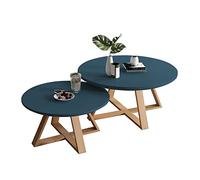 Tables Basses Rondes Tables D'appoint Pour Salon, Chambre À Coucher Table Café Scandinave Modernes Table Basse Gigogne, Assemblage Robuste Et Facile, Lot De 1/2 ( Color : Blue , Size : 80cm+60cm(Set)