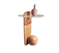 Tables Basses Table à thé Vent d'appoint en Bois Massif Salon B & Chambre Petite Maison Vague d'eau Verre