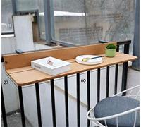 Tables basses Tables de service 1. 5cm imitation bois Hanging Balcon Table pliable de plate- forme réglable for ordinateur portable Bar Patio Balustrade Table pliante salle à manger jardin Meubles Tab