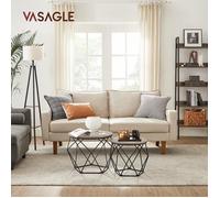 VASAGLE Table Basse Ronde, Lot de 2, Table d’Appoint, Bout de Canapé, Style Industriel, Plateau Amovible, Cadre en Acier, pour Salon, Grège et Noir LET040B02