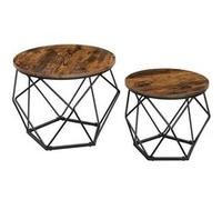 Tables Basses VASAGLE Lot de 2 Tables d'Appoint Rustique Marron et Noir LET040B01 Marron rustique, noir G