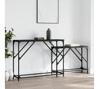 Tables console gigognes 2 pcs noir bois d'ingénierie,Table console gigogne élégante et pratique Bois d'ingénierie et cadre en métal Idéale pour l'entrée, le salon ou le couloir Tables d'appoint