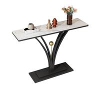 Tables console pour entrée étroite, dalle de roche de luxe, table d'entrée créative en forme de fleur, cadre en métal, table derrière le canapé pour couloir, chambre, salon, foyer