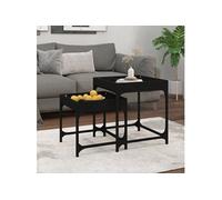 Tables d appoint 2 pcs Noir Bois d ingénierie