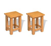 Tables D'appoint 2 Pcs 27 X 24 X 37 Cm Bois De Chêne Massif Multicolore