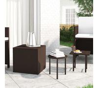 Tables d'appoint 3 pcs marron résine tressée, table basse, bout de canapé, table à thé, table, table console, table téléphonique