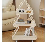 Tables d'appoint avec roulettes, rangement à trois couches, cadre en métal, convient pour le salon et la chambre à coucher, design compact pour les petits espaces