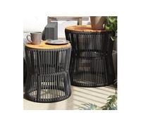 Tables d'Appoint de Jardin Terrasse 2 pcs Dessus en Bois Résine Tressée vidaXL