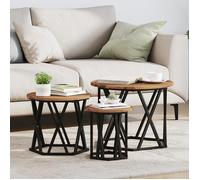 vidaXL Tables d'appoint empilables 3 pcs en bois recyclé et stratifié