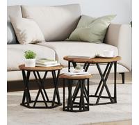 Tables D'appoint Empilables Vidaxl 3 Pcs En Bois Recy t Stratifié