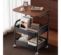 Tables D'Appoint for Salon, Petites Tables De Chevet avec BoîTe De Rangement en Filet Et roulettes Pivotantes, Structure en Acier Au Carbone for Livres, en-Cas, Mouchoirs