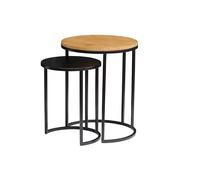 Tables d'appoint gigognes en bois manguier massif et métal noir TAHL