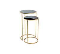 Tables d'appoint MANY en acier et verre trempé lot de 2
