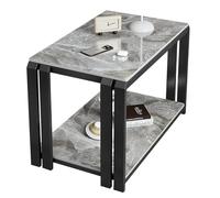 Tables d'appoint rectangulaires en imitation marbre, table de chevet avec étagères de rangement à 2 niveaux, table d'appoint de canapé avec cadre en métal, for salon et chambre à coucher(C,60x40x55cm)