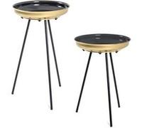 Paris Prix Tables d'Appoint Alice 66 cm Noir & Or – Lot de 2