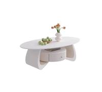 Tables d'appoint Table Basse de Salon en Pierre, Petite Table Ovale for la Maison, Gain Place(Blanc,Moyen)