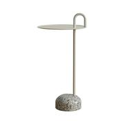 Tables d'appoint Table d'appoint de canapé en Fer Table Basse de Maison Moderne Table d'angle en Pierre Table de Rangement avec poignée(Blanc)
