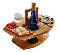 Tables d'appoint, Table de Camping Pliante en Plein air, Table de Pique-Nique en Bois Portable, Table à vin compacte avec poignée de Transport, Table de Plateau à Fromage pour coll