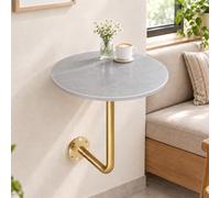 Tables de Bar Ronde Murale en Pierre Frittée, Bureau Flottant de Loisirs | Table Murale Peu Encombrant pour Cuisine Bistrot Bureau et Maison, Petite Table d'Appoint avec Support Métallique 30 35 40cm