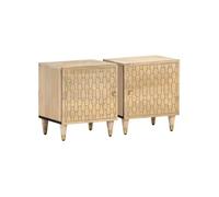 vidaXL Tables de Chevet 2 pcs, Armoires de Lit avec Porte, Tables de Nuit avec Pieds, Armoires de Nuit Chambre, Moderne, Bois de Manguier Solide