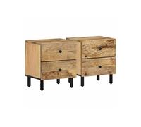 vidaXL Tables de chevet 356890 2 pièces 40x33x46 cm bois de manguier solide marron