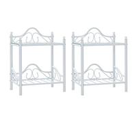 Tables de chevet 2 pcs Acier et verre trempé 45x30,5x60cm Blanc