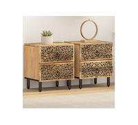 Vidaxl Tables De Chevet 2 Pcs 40x33x46 Cm Bois De Manguier Solide Marron