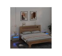 Tables de chevet 2 pcs avec LED Gris béton 60x35x40 cm