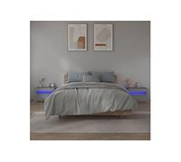 Tables De Chevet 2 Pièces 60x35x40 Cm Bois Contreplaqué Sonoma Gris Tables De Nuit Led Rvb Gris